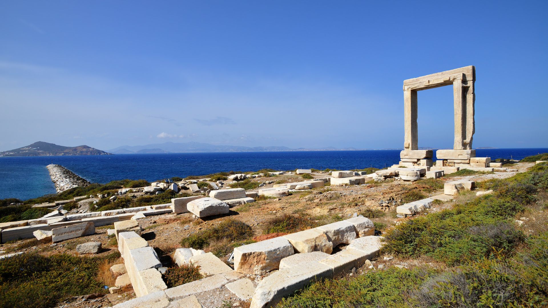 Portara on Naxos island Greece